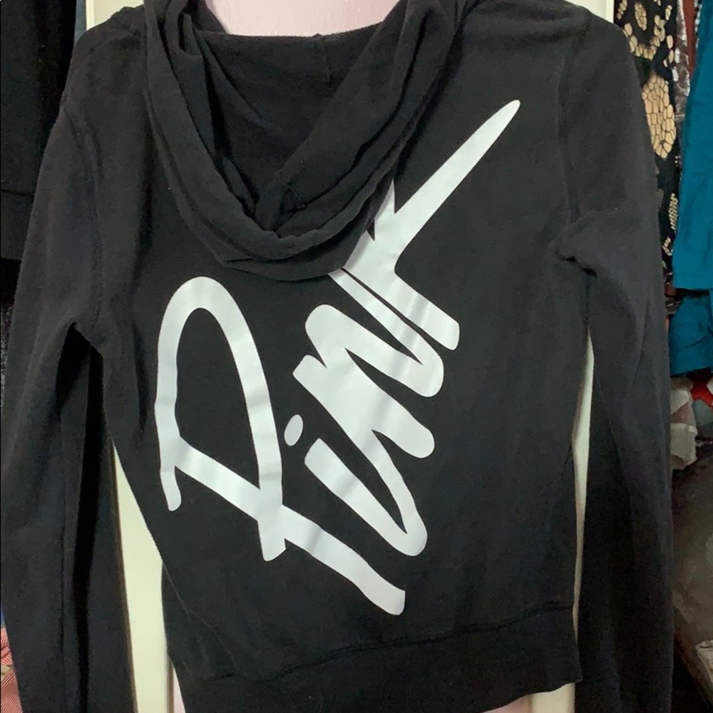 Black Victoria Secret PINK Zip up Hoodie - Picture 4 of 4